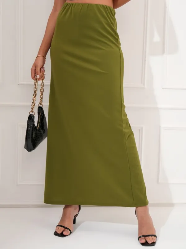 Tokyo Talkies Women Olive Maxi Skirt
