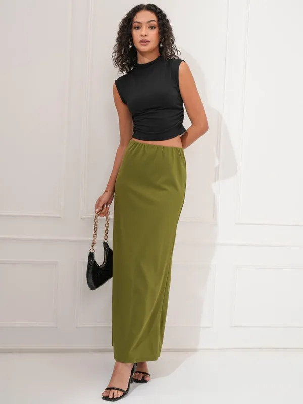 Tokyo Talkies Women Olive Maxi Skirt