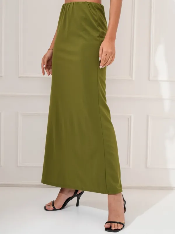Tokyo Talkies Women Olive Maxi Skirt