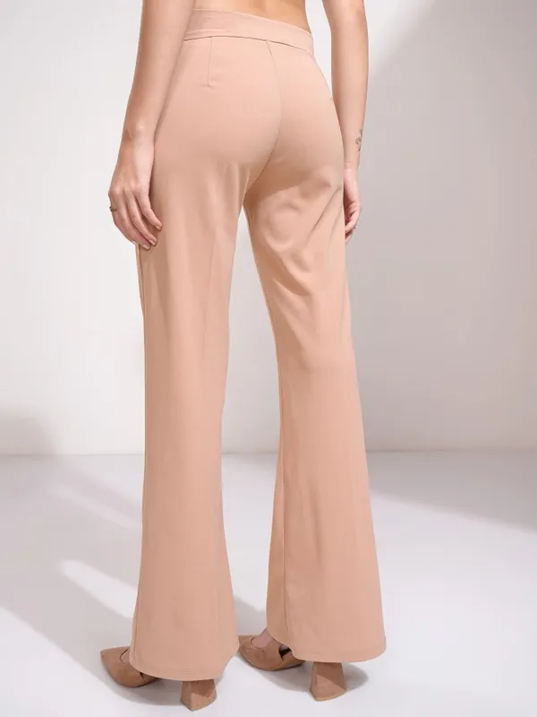 Tokyo Talkies Women Peach Solid Flared Casual Trouser