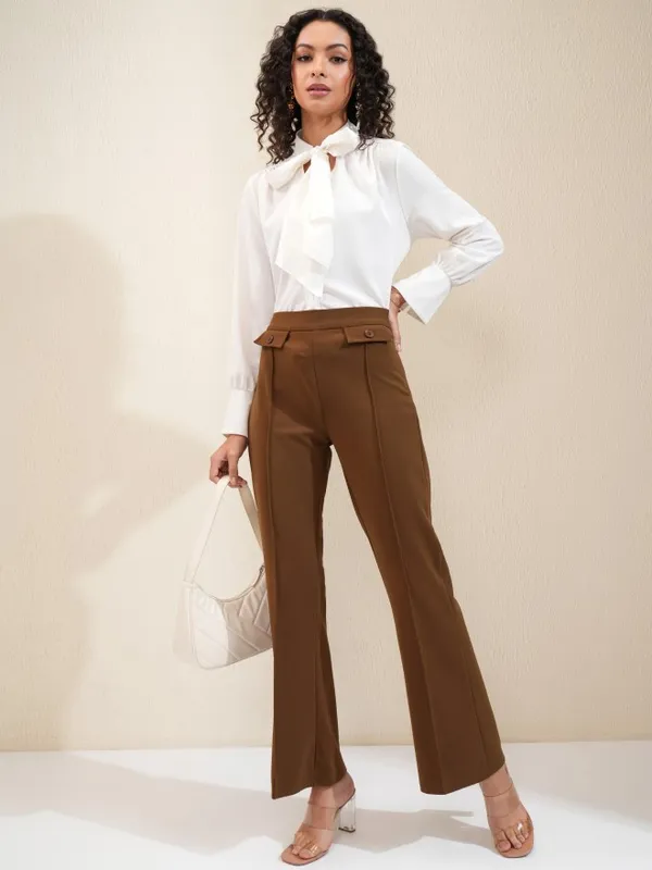Tokyo Talkies Women Brown Regular Solid Regular Trouser