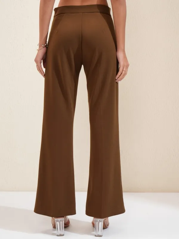 Tokyo Talkies Women Brown Regular Solid Regular Trouser
