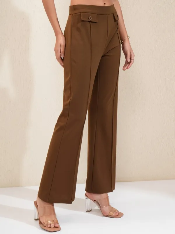 Tokyo Talkies Women Brown Regular Solid Regular Trouser