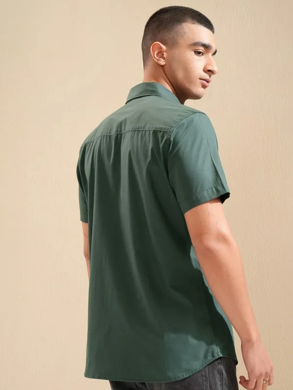 Ketch Men Green Solid Regular Fit Casual Shirt