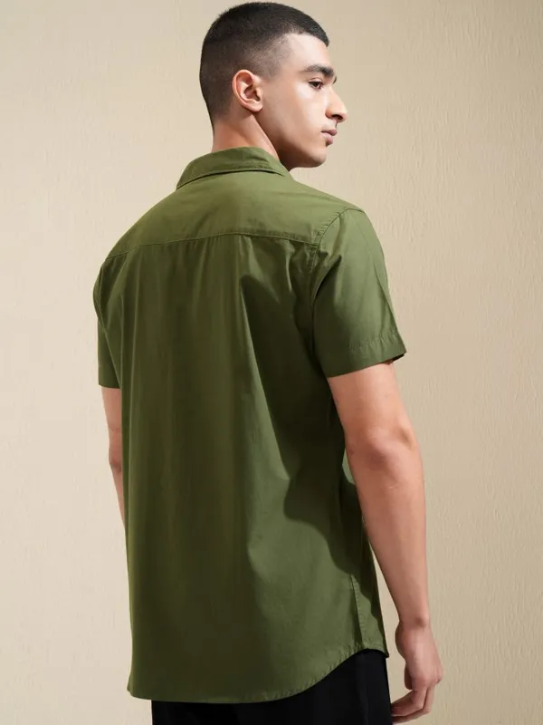 Ketch Men Green Solid Regular Fit Casual Shirt