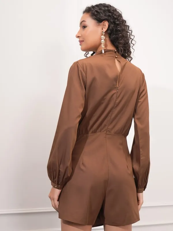Tokyo Talkies Women Brown Solid Playsuit