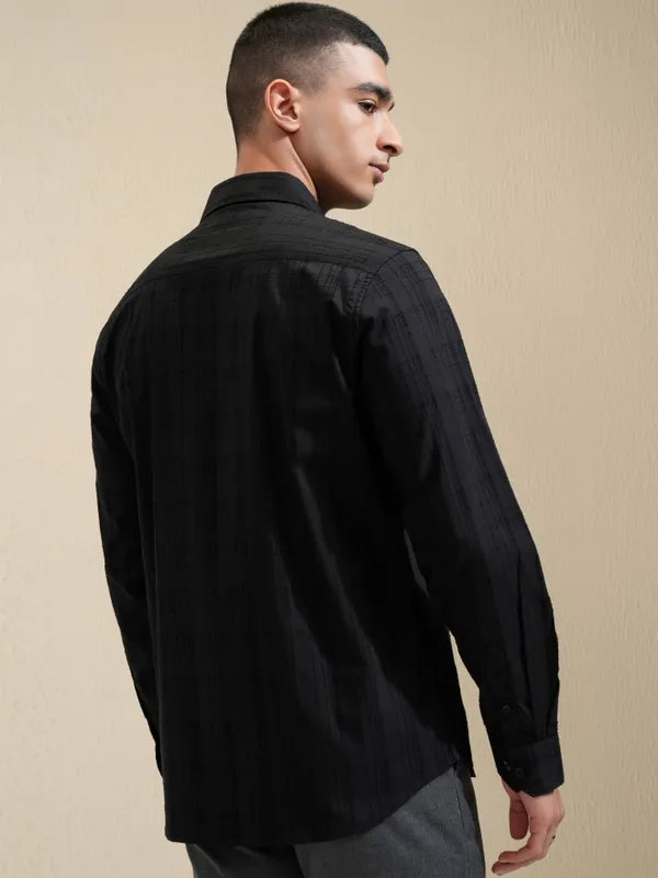 Highlander Men Black Checked Slim Fit Casual Shirt