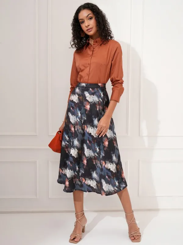 Tokyo Talkies Women Rust Solid Casual Shirt