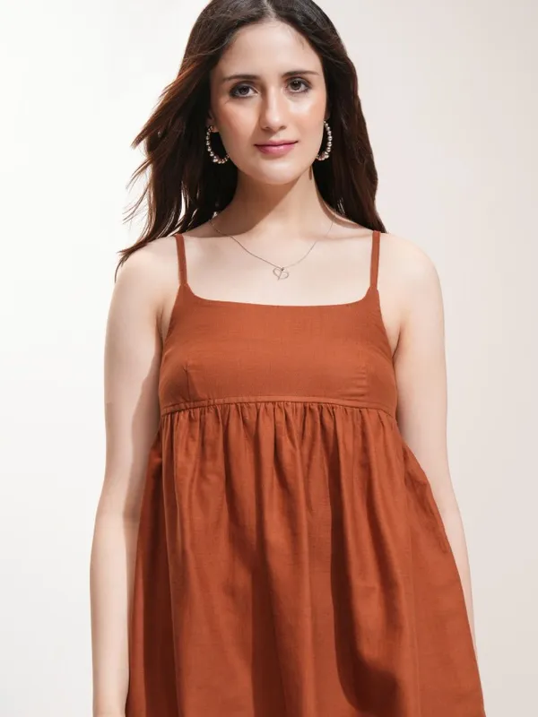 Tokyo Talkies Women Brown Solid Peplum Top
