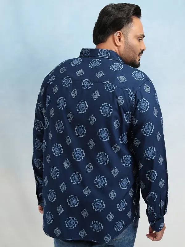 Xtra Ordinary By Highlander Men Navy Blue Printed Regular Fit Casual Shirt
