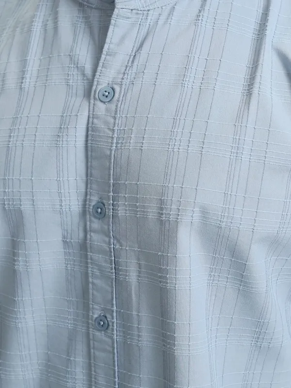 Highlander Men Blue Checked Regular Fit Casual Shirt