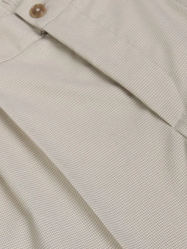 Highlander Men Beige Tapered Fit Checked Formal Trouser