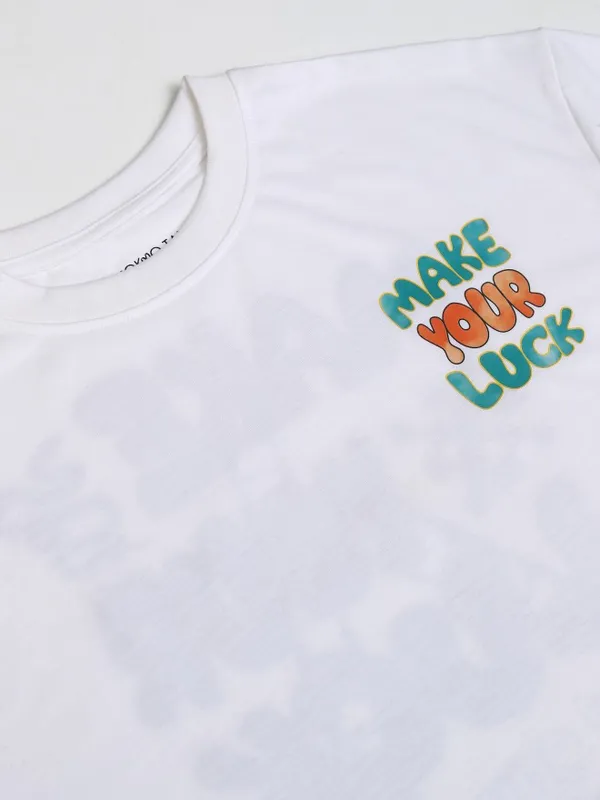 Tokyo Talkies Women White Printed Oversized Fit T-Shirt