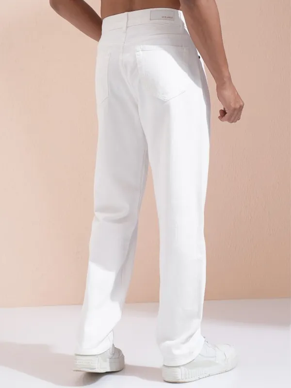 Highlander Men White Relaxed Fit Jeans