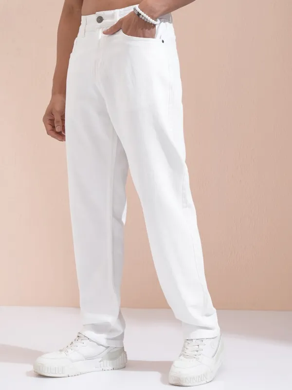 Highlander Men White Relaxed Fit Jeans
