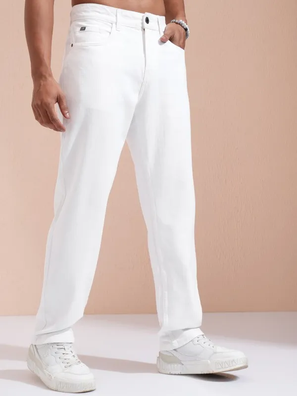 Highlander Men White Relaxed Fit Jeans