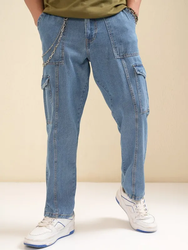 Highlander Men Blue Baggy Tapered Jeans