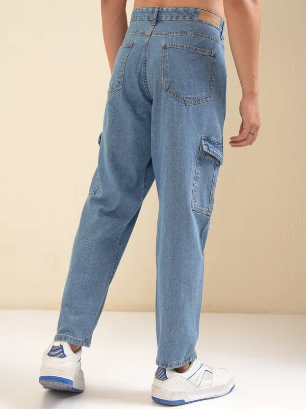 Highlander Men Blue Baggy Tapered Jeans