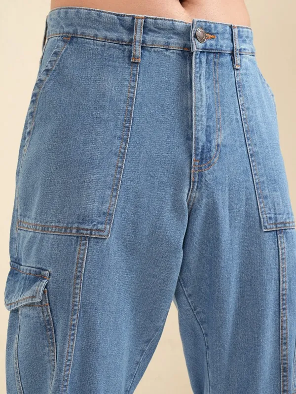 Highlander Men Blue Baggy Tapered Jeans