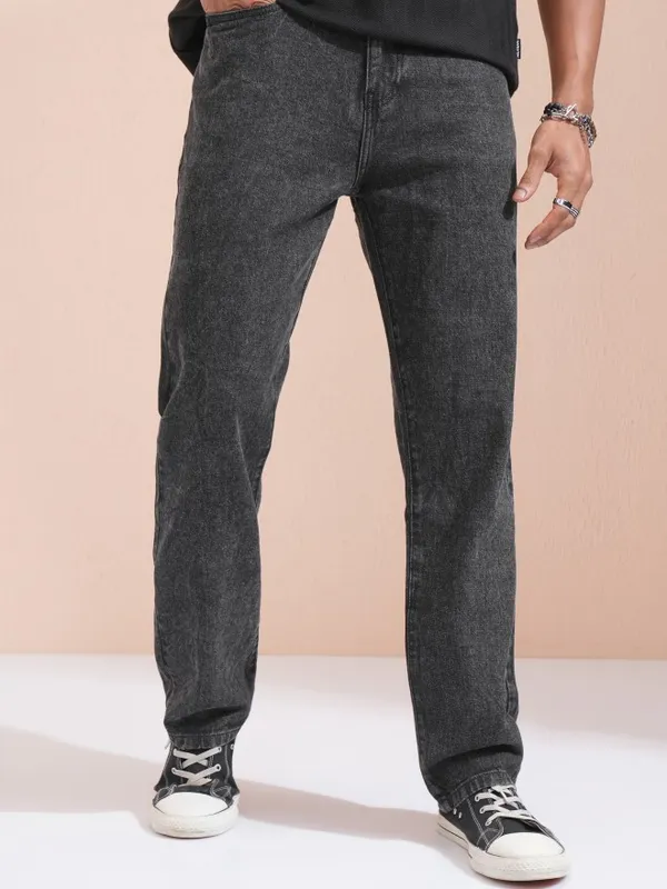 Highlander Men Black Straight Fit Jeans