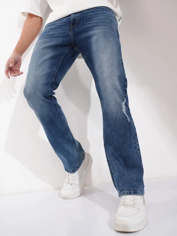 Highlander Men Blue Bootcut Mildly Distressed Stretchable Jeans