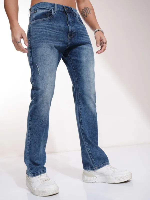 Highlander Men Blue Bootcut Mildly Distressed Stretchable Jeans