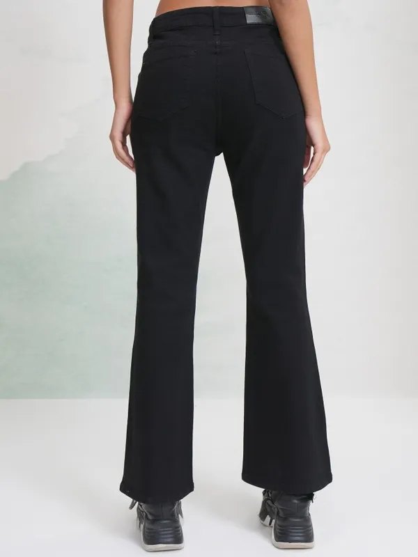 Tokyo Talkies Women Black Flared Stretchable Jeans