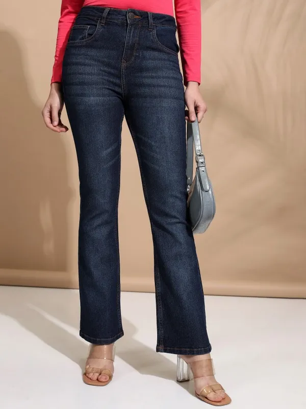 Tokyo Talkies Women Blue Flared Stretchable Jeans