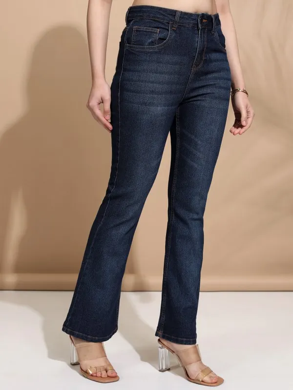 Tokyo Talkies Women Blue Flared Stretchable Jeans
