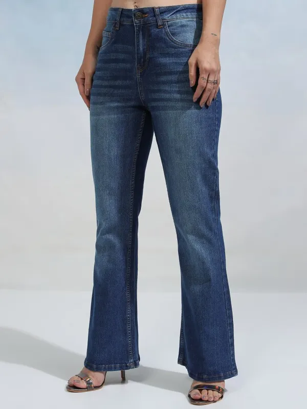 Tokyo Talkies Women Blue Bootcut Stretchable Jeans