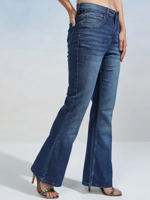 Tokyo Talkies Women Blue Bootcut Stretchable Jeans