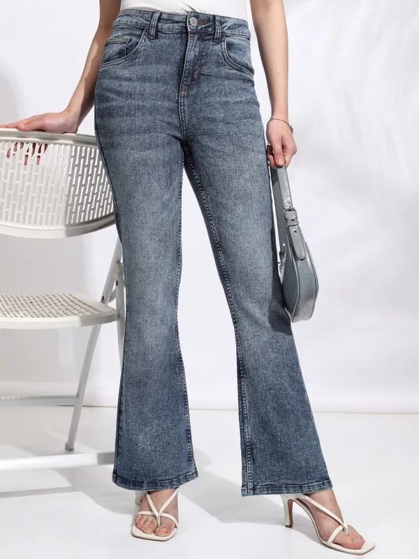 Tokyo Talkies Women Blue Flared Stretchable Jeans