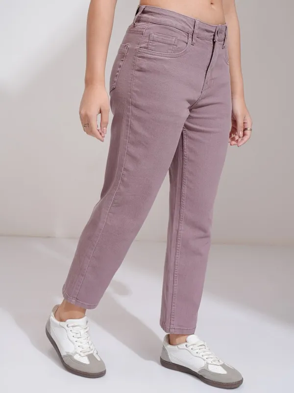 Tokyo Talkies Women Lavender Slim Fit Stretchable Jeans