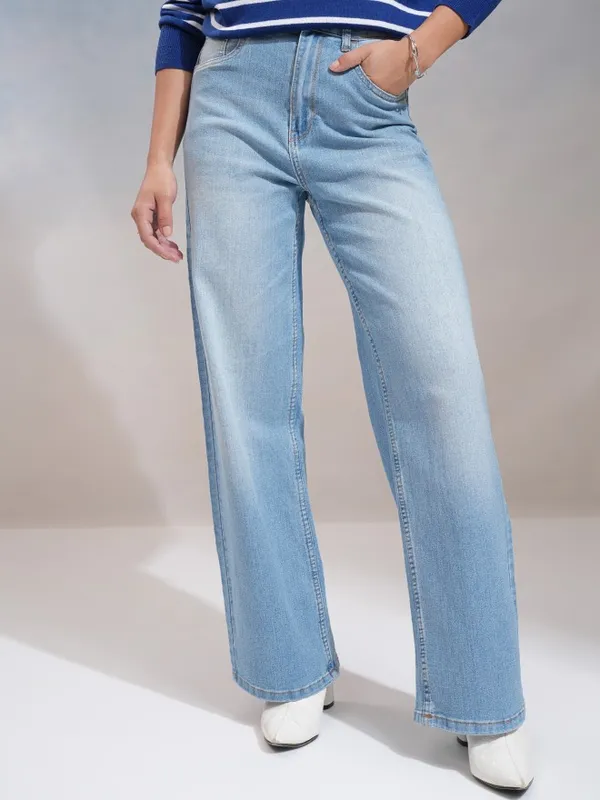 Tokyo Talkies Women Blue Wide Leg Stretchable Jeans