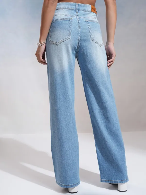 Tokyo Talkies Women Blue Wide Leg Stretchable Jeans