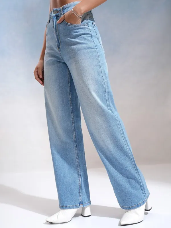 Tokyo Talkies Women Blue Wide Leg Stretchable Jeans