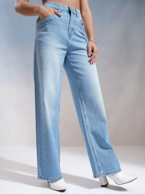 Tokyo Talkies Women Blue Wide Leg Stretchable Jeans