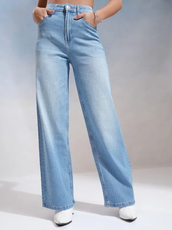 Tokyo Talkies Women Blue Wide Leg Stretchable Jeans