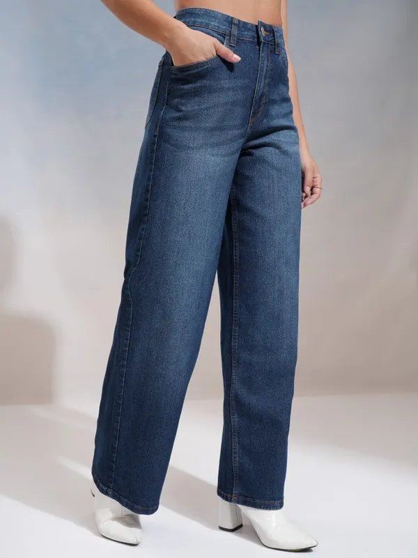 Tokyo Talkies Women Blue Wide Leg Stretchable Jeans