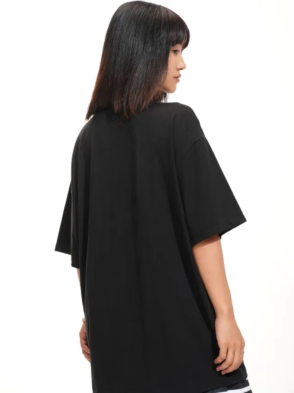 Tokyo Talkies Women Black Printed Round Neck T-Shirt