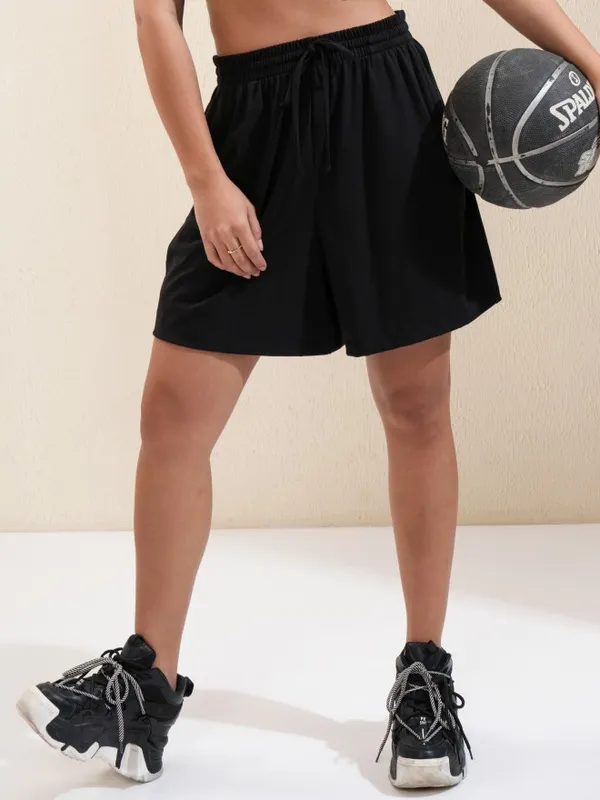 Tokyo Talkies Women Black Regular Fit Shorts