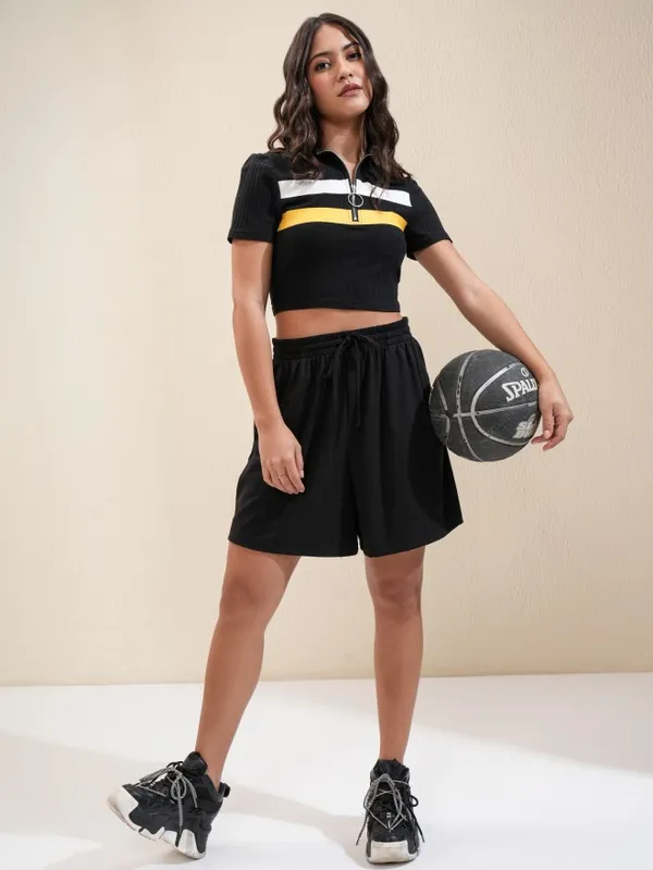 Tokyo Talkies Women Black Regular Fit Shorts