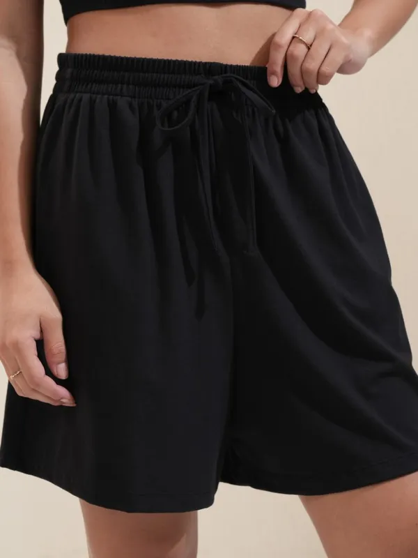 Tokyo Talkies Women Black Regular Fit Shorts
