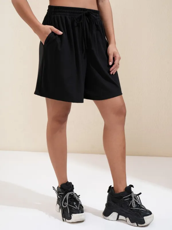 Tokyo Talkies Women Black Regular Fit Shorts