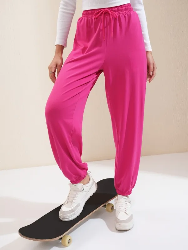 Tokyo Talkies Women Pink Solid Regular Fit Joggers