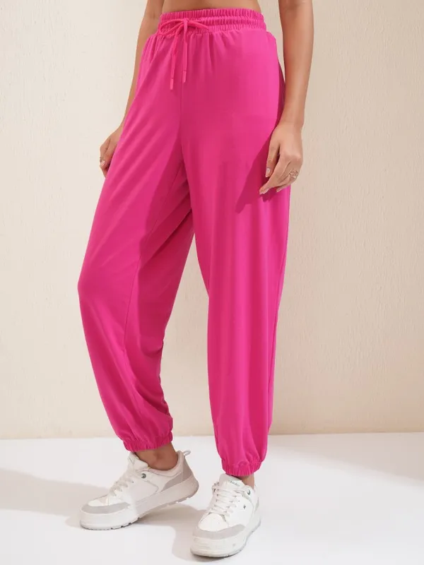 Tokyo Talkies Women Pink Solid Regular Fit Joggers