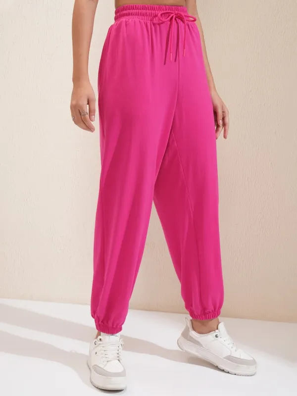 Tokyo Talkies Women Pink Solid Regular Fit Joggers