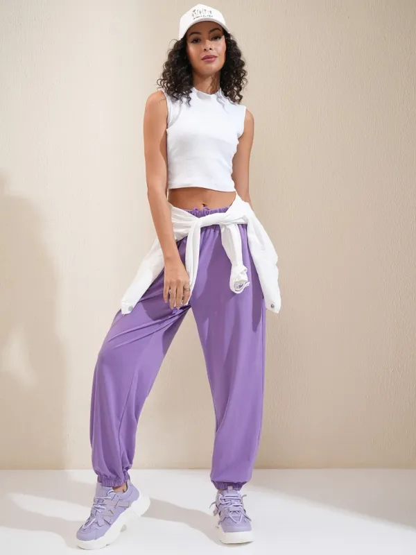 Tokyo Talkies Women Lavender Regular Solid Joggers