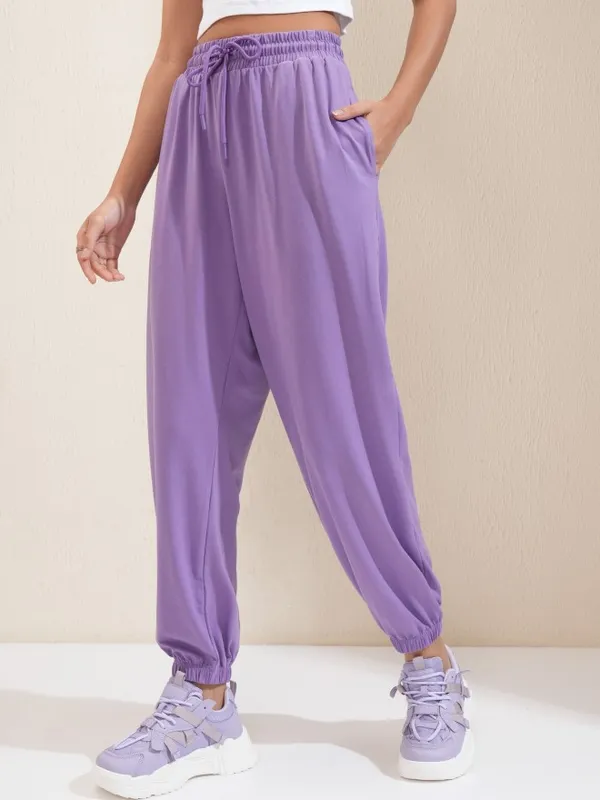 Tokyo Talkies Women Lavender Regular Solid Joggers
