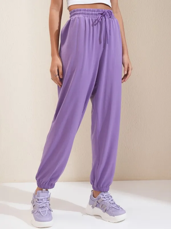 Tokyo Talkies Women Lavender Regular Solid Joggers